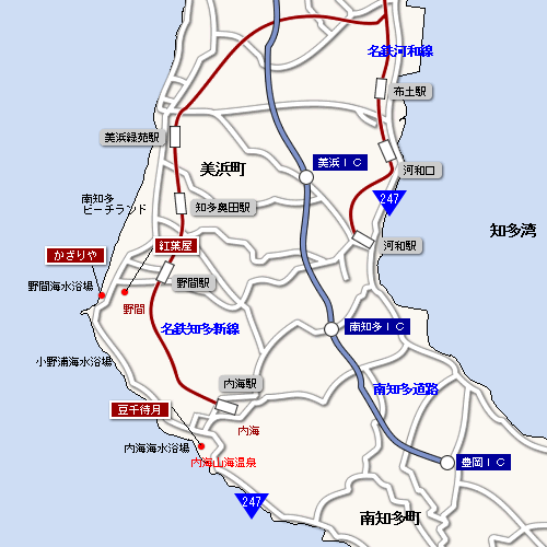 愛知県 地図 知多半島 南知多 美浜町 合宿の宿案内 旅プランの地図 ｍａｐから宿を検索