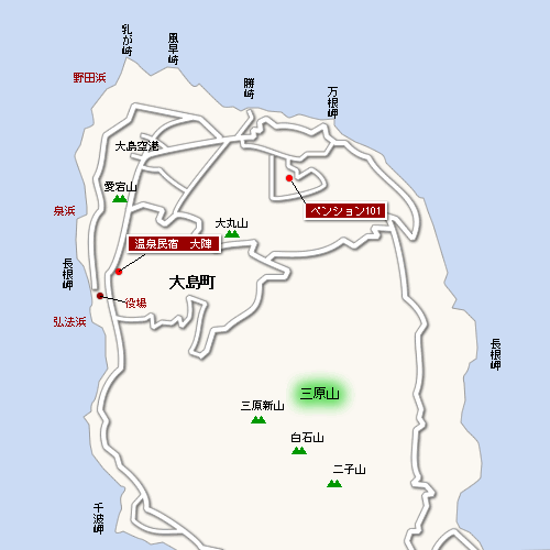 東京都 地図 伊豆諸島 大島町 合宿の宿案内 旅プランの地図 ｍａｐから宿を検索